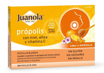 JUANOLA Própolis con Miel, Altea y Vit C sabor Naranja 24 Pastillas Blandas