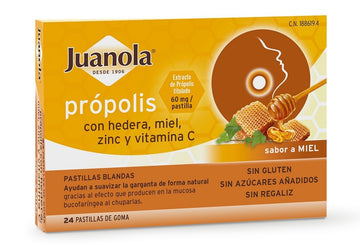 JUANOLA Própolis con Hedera, Miel, Zinc y Vit C sabor Miel 24 Pastillas Blandas