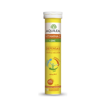 AQUILEA Vitamina C + Zinc Defensas Sabor Naranja 14 Comprimidos Efervescentes