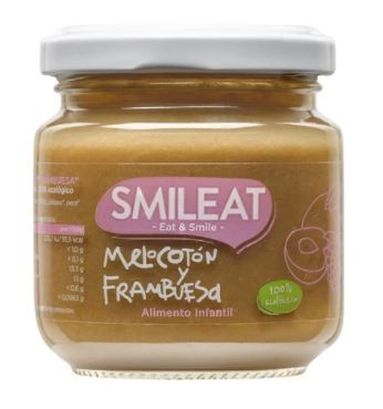 SMILEAT Tarrito Ecológico de Melocotón y Frambuesa 130g