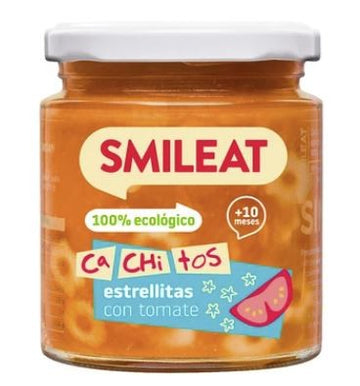 SMILEAT Tarrito Ecológico Cachitos Estrellitas Pasta con Tomate 230g