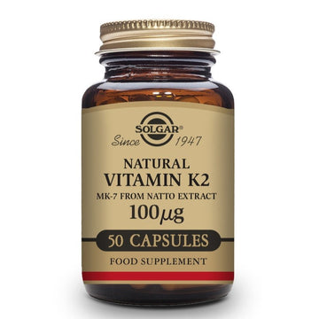 SOLGAR Vitamina K2 100μg con MK-7 Natural (Extracto de Natto) 50 Cápsulas Vegetales