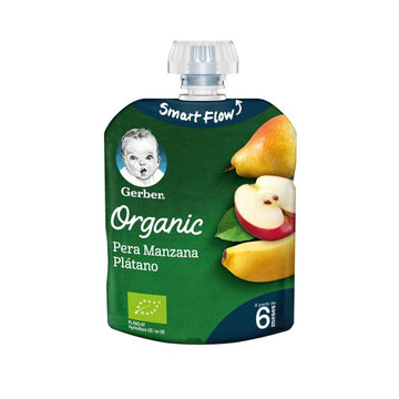 GERBER Bolsita de Puré de Pera, Manzana y Plátano BIO +6 Meses 90g