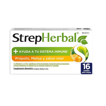 STREPHERBAL Própolis y Melisa sabor Miel 16 pastillas de chupar