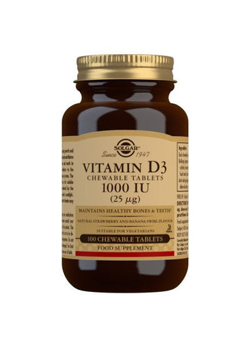 SOLGAR Vitamina D3 (1000 IU) 100 Comprimidos Masticables