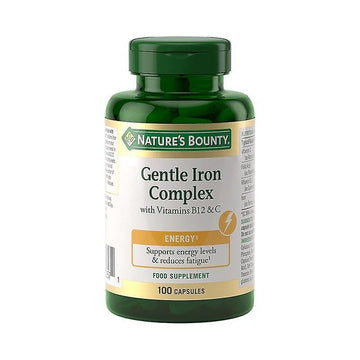 NATURE'S BOUNTY Hierro Gentle Complex Con Vitaminas C y B12 (100 Cápsulas)