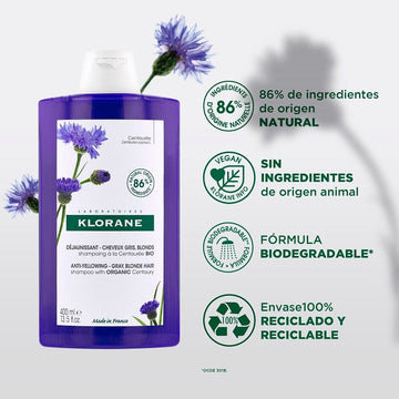 KLORANE Champú a la Centaurea BIO Reflejos Plateados 400ml
