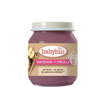 BABYBIO Tarrito de Fruta BIO Manzana y Ciruela +4m 130g