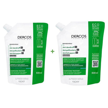 VICHY Dercos Champú Anticaspa Cabello Normal-Graso ECO RECARGA Duplo 2x500ml