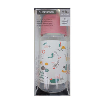 SUAVINEX Biberón 360ml Tetina Fisiológica SX Pro Flujo Denso (L) -Rosa