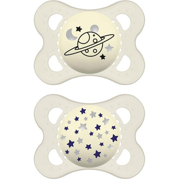 MAM Chupete Original Night Silicona +0M 2 Unidades Planeta-Estrellas