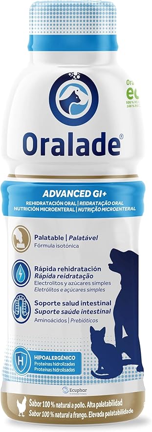 Ecuphar Oralade Advanced GI Bebida Isotónica para Mascotas Sabor a Pollo 6 x 500ml