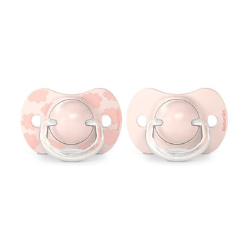 SUAVINEX Chupete SX Pro Tetina Fisiológica Silicona 0-6 Meses 2 Unidades (Nubes Rosa)