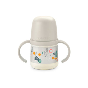 SUAVINEX Biberón First 150ml con Asas y Boquilla Antiderrame +4M (Bosque Blanco)