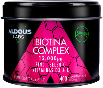 Aldous Biotina 12000 mcg con Zinc, Selenio, Vitamina D3 y Vitamina E 400 Comprimidos