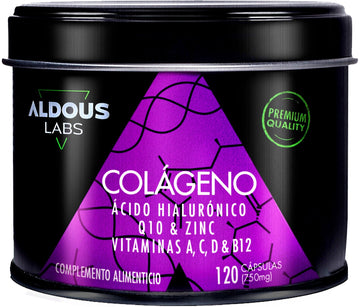 Aldous Colágeno con Ácido Hialuronico, Q10, Vitaminas Y Zinc 120 Cápsulas