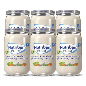 Nutriben Potito de Guisantes y Zanahorias con Merluza 6x235g