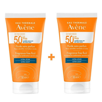 AVÈNE Protector Solar Fluido Sin Perfume SPF50+ Piel Sensible Normal a Mixta DUPLO 2x50ml
