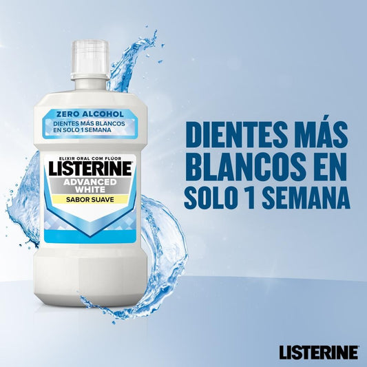 LISTERINE Advanced White Enjuague Bucal Sabor Suave 500ml