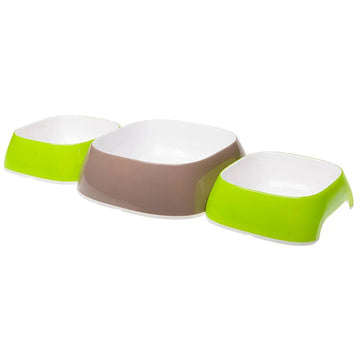 Ferplast Glam Tris Comederos Verde y Marrón 3 ud