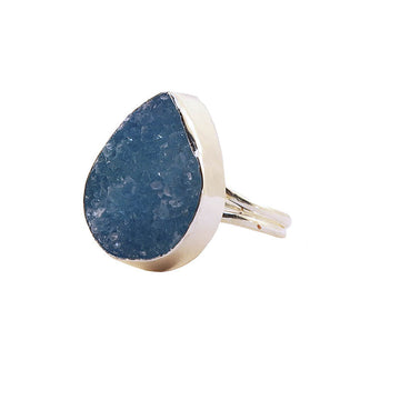 Anillo Formentera Drusa Plata Azul turquesa