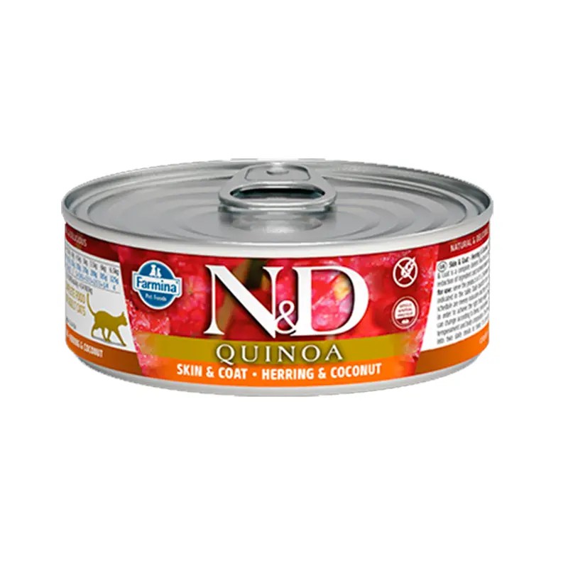 Farmina ND Quinoa Skin Coat Arenque Latas Húmedo 80gr, Pack 24 unidades