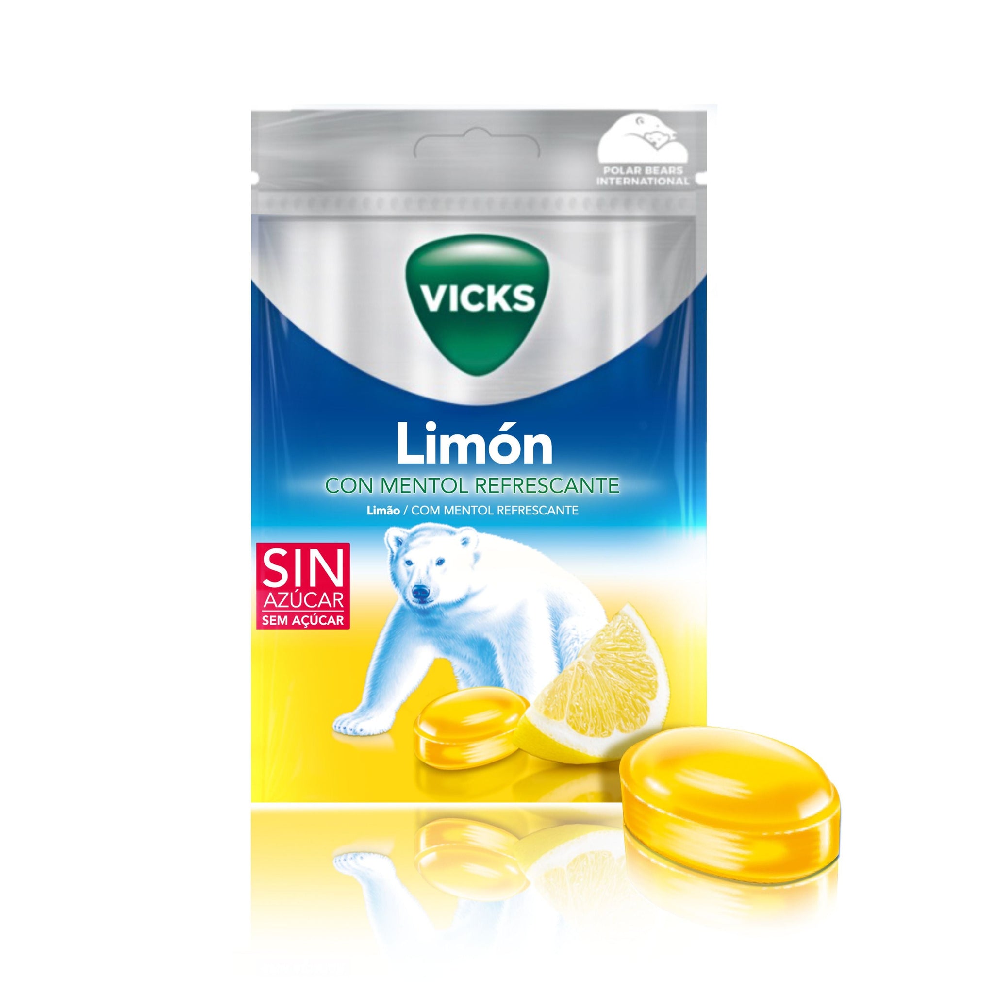 Vicks Caramelos de Limón Duro Sin Azúcar 72g