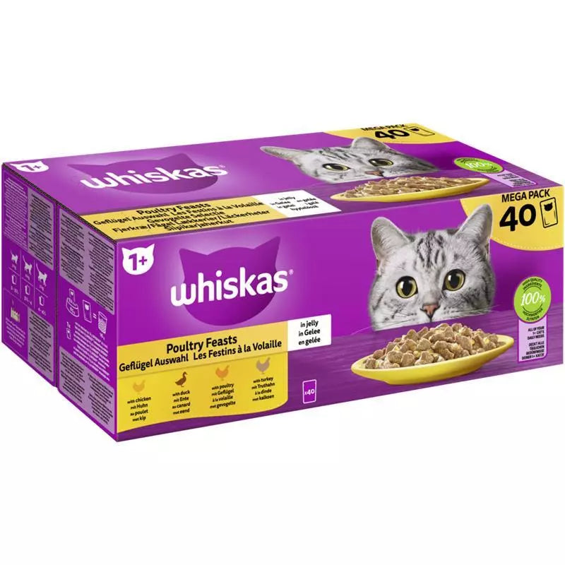 Whiskas Birds in Jelly Wet Food for Adult Cats 40 units