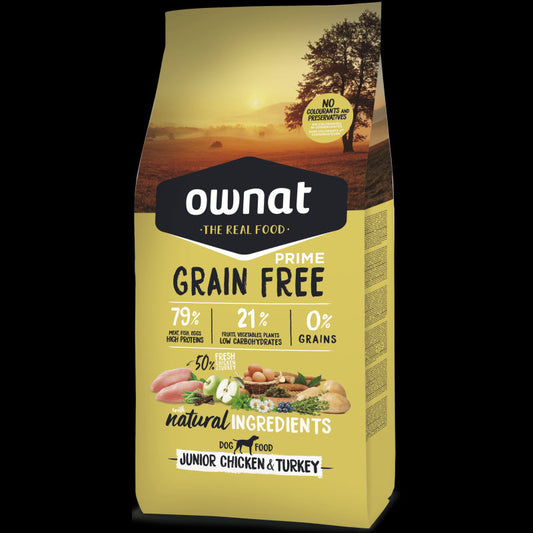 Ownat Grain Free Prime Junior Pienso para Cachorros Pollo y Pavo 12Kg