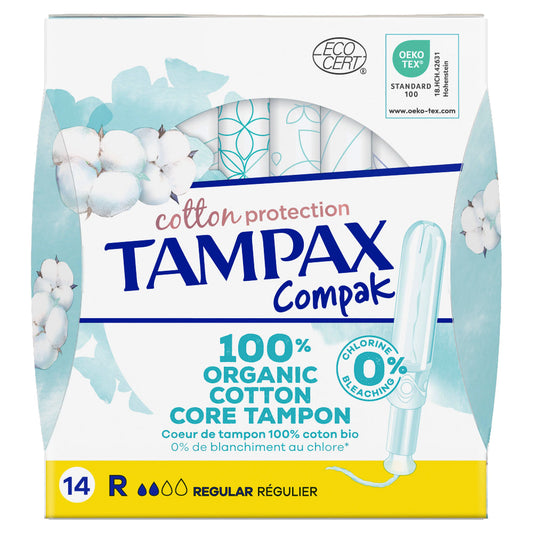 TAMPAX Organic Cotton Compak Regular Tampones 14 Unidades