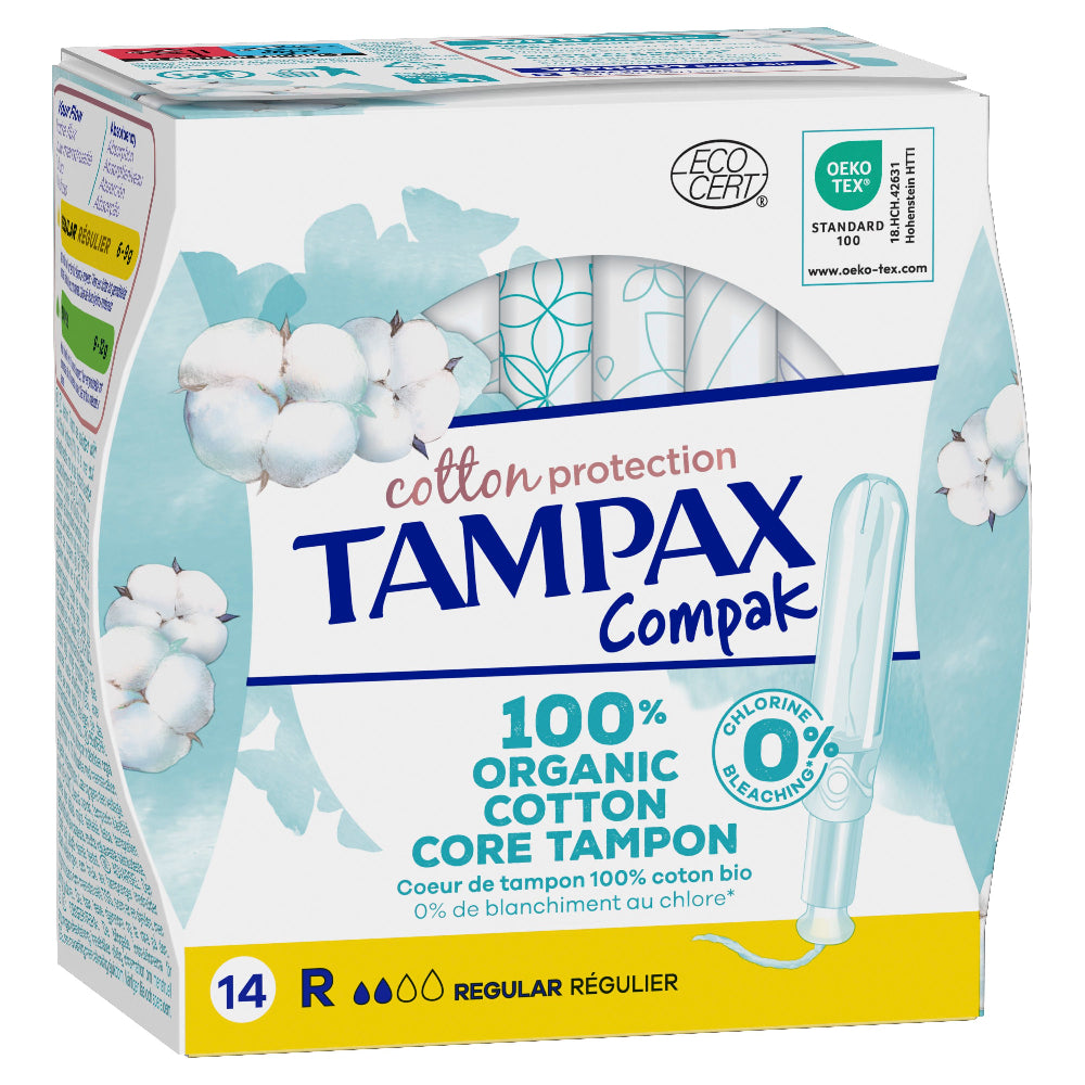 TAMPAX Organic Cotton Compak Regular Tampones 14 Unidades