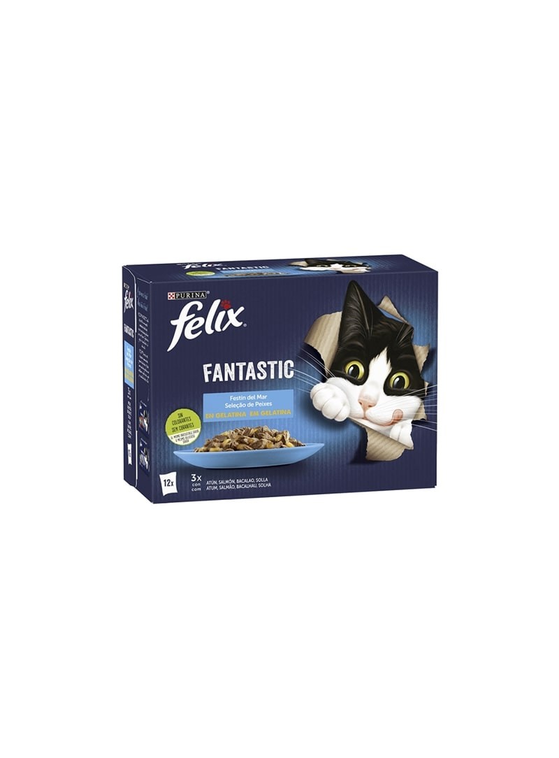 Purina Felix Feline Fantastic Festin Del Mar Comida Húmeda 12 sobres de 85g