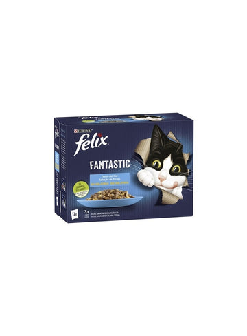 Purina Felix Feline Fantastic Festin Del Mar Comida Húmeda 12 sobres de 85g