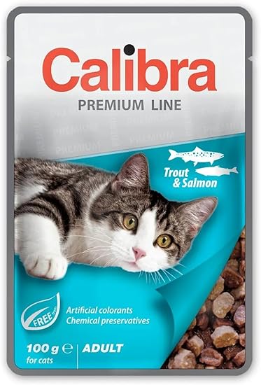 Calibra Cat Adult Pouch Trout Salmon, 24 sachets of 100g
