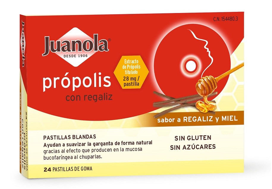 JUANOLA Própolis con Regaliz sabor Regaliz y Miel 24 Pastillas Blandas