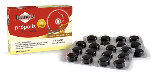 JUANOLA Própolis con Regaliz sabor Regaliz y Miel 24 Pastillas Blandas