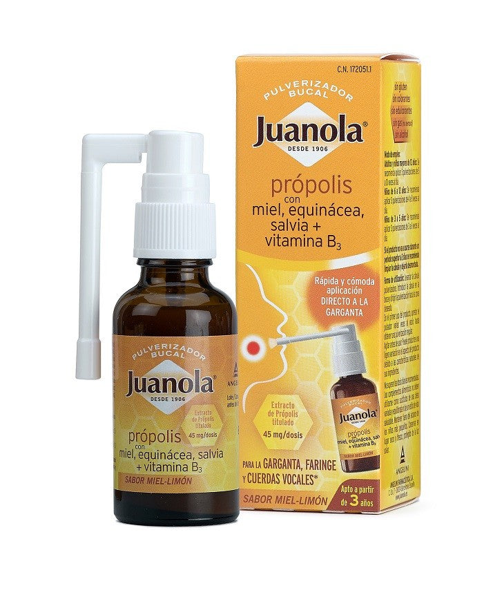 JUANOLA Própolis Pulverizador Bucal con Miel, Equinácea, Salvia y Vit B3 30ml