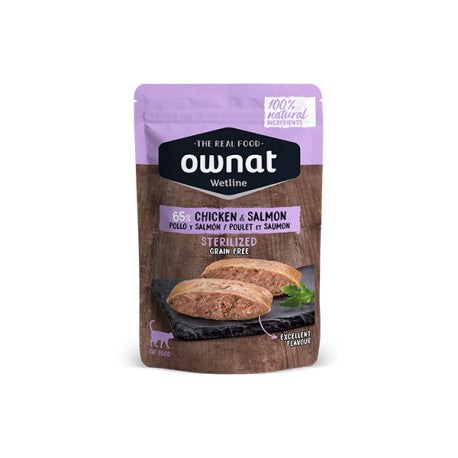 Ownat Wetline Feline Sterilized Chicken and Salmon Wet Food 12x85g