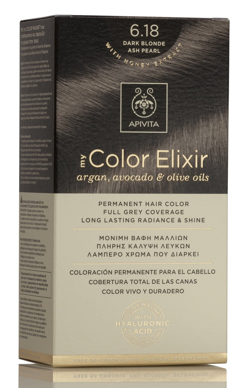 APIVITA Tinte 6.18 Rubio Oscuro Ceniza Perlado My Color Elixir