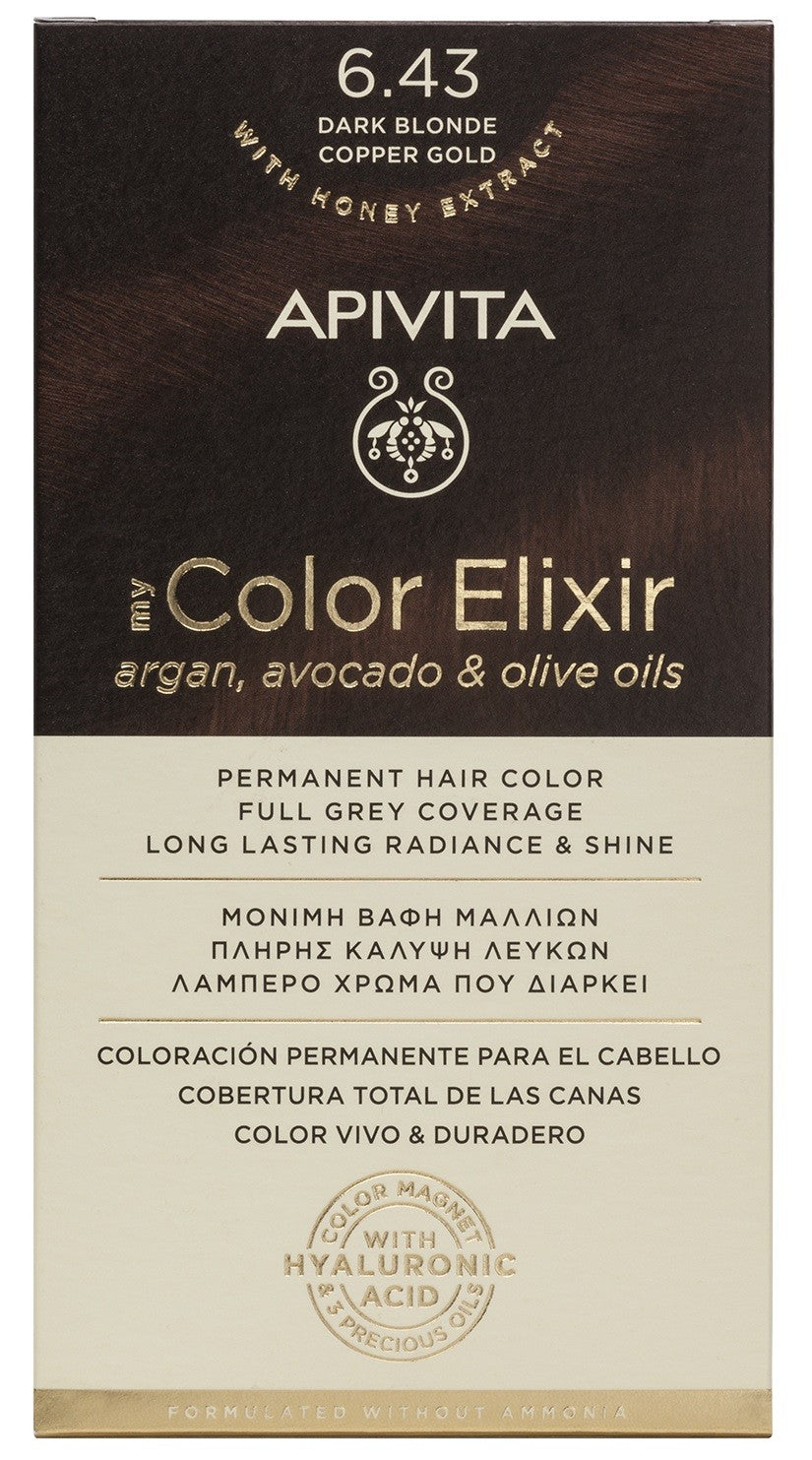 APIVITA Tinte 6.43 Rubio Oscuro Cobrizo Dorado My Color Elixir