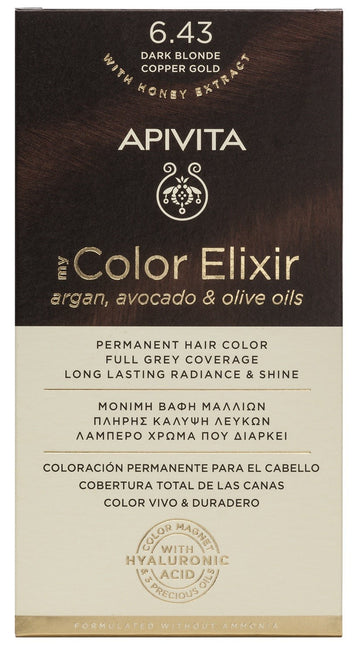 APIVITA Tinte 6.43 Rubio Oscuro Cobrizo Dorado My Color Elixir