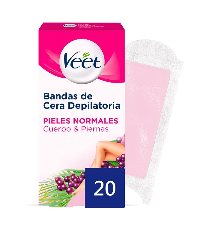 VEET Bandas de Cera Depilatorias Cuerpo y Piernas Piel Normal 20 uds