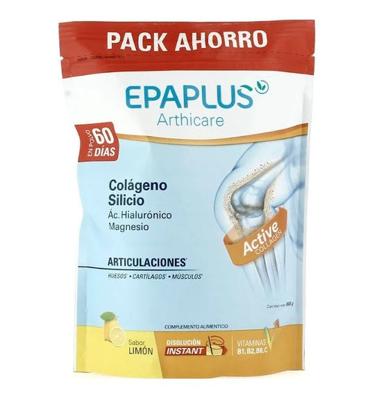 EPAPLUS Arthicare Colágeno + Silicio + Hialurónico + Magnesio Polvo Sabor Limón 668gr (60 Días)