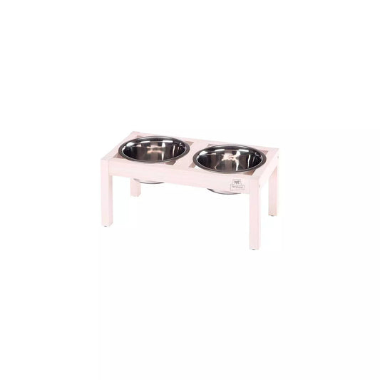 Ferplast Desco Wood Soporte de Comederos con 2 Cuencos de Acero Inoxidable 2.13kg