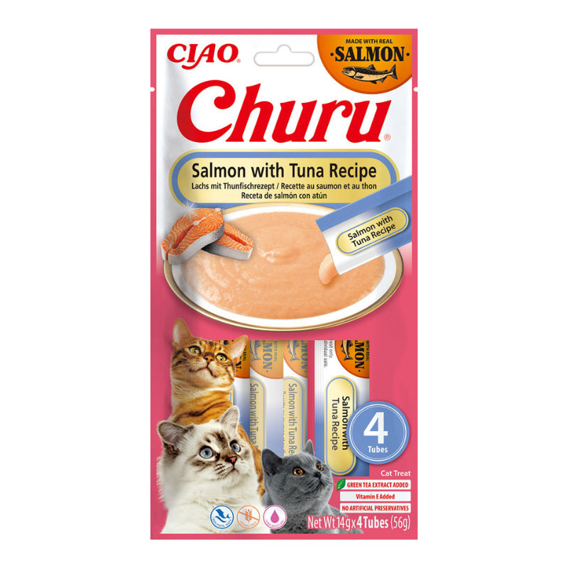 Churu Salmón con Atún Snack Cremoso para Gatos 12 ud