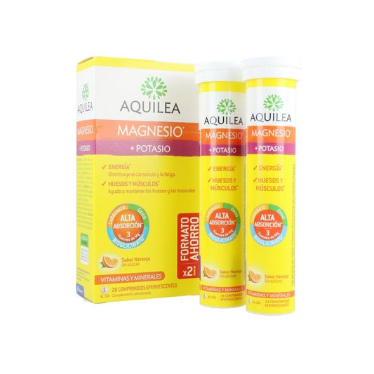 AQUILEA Magnesio + Potasio Sabor Naranja 28 Comprimidos Efervescentes
