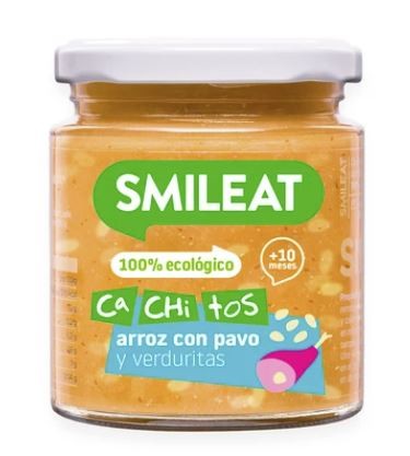 SMILEAT Tarrito Ecológico Cachitos Arroz con Pavo y Verduras 230g