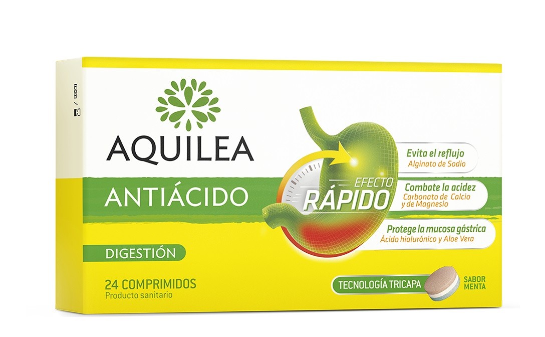 AQUILEA Antiácido Sabor Menta 24 Comprimidos Tricapa