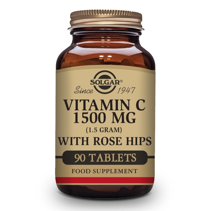 SOLGAR Vitamina C con Rose Hips (Escaramujo) 1500mg (90 Comprimidos)