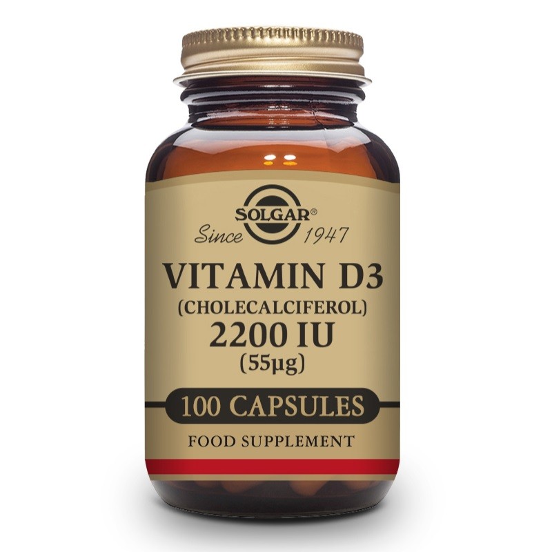 SOLGAR Vitamina D3 2200Ui (55Mcg) (Colecalciferol) 100 Cápsulas Vegetales